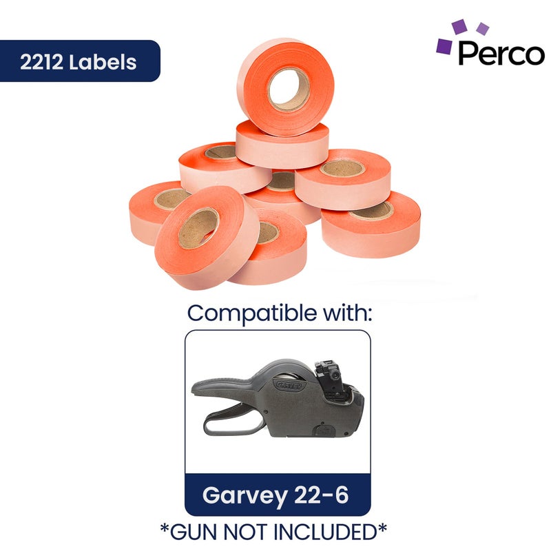 Perco 2212 Fluo. Red Pricing Labels for Garvey 22-6/22-7/22-8 Price Gun â€“ 9 Rolls, 11,000 Price Marking Labels - Image 2